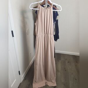 H&M Nude Blush Pink Cami Strap Maxi Open Back Formal Dress 10